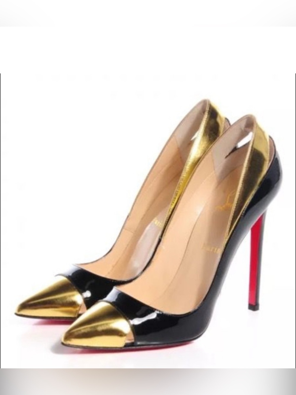 Christian Louboutin patent metallic calfskin Duvette Cutout 120 pumps size 40